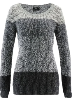 bonprix bonprix Jersey con patrón de rayas Gris oscuro jaspeado de rayas New