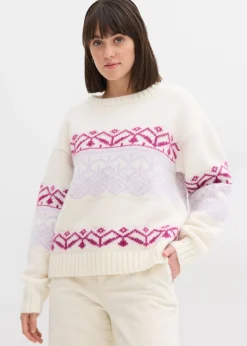 bonprix bonprix Jersey con patrón nórdico blanco perla Best