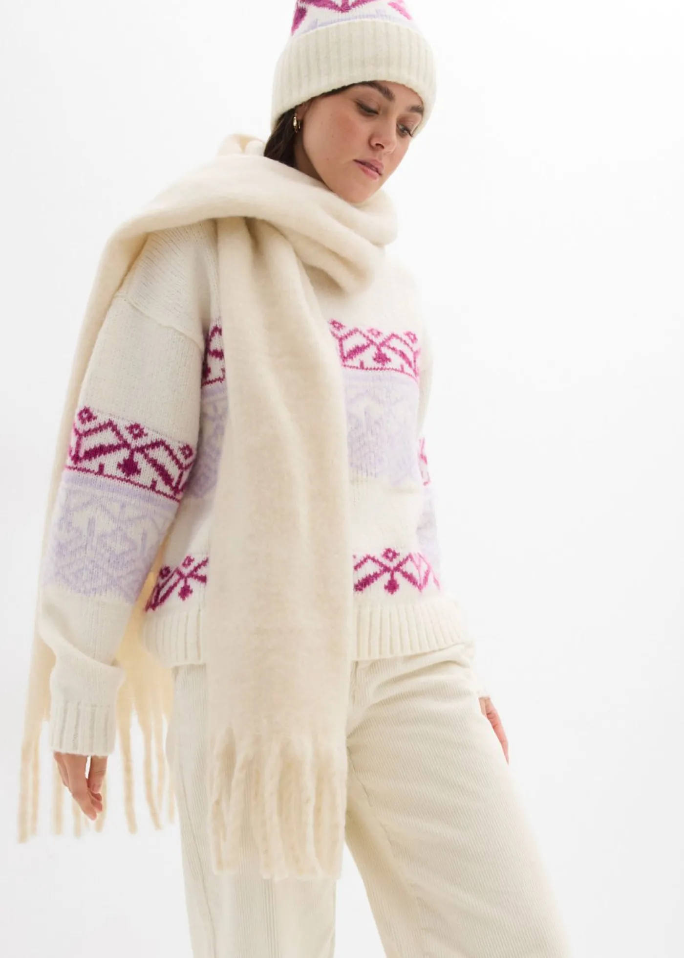 bonprix bonprix Jersey con patrón nórdico blanco perla Best