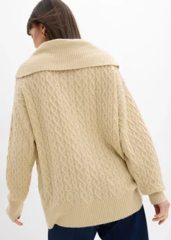 bonprix bonprix Jersey con patrón trenzado Arena claro Discount