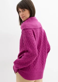 bonprix bonprix Jersey con patrón trenzado Fucsia oscuro Best