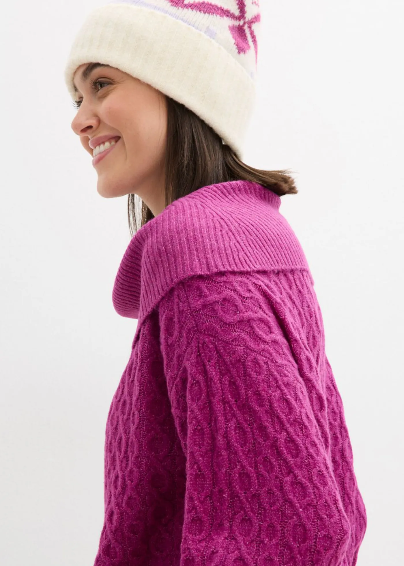 bonprix bonprix Jersey con patrón trenzado Fucsia oscuro Best