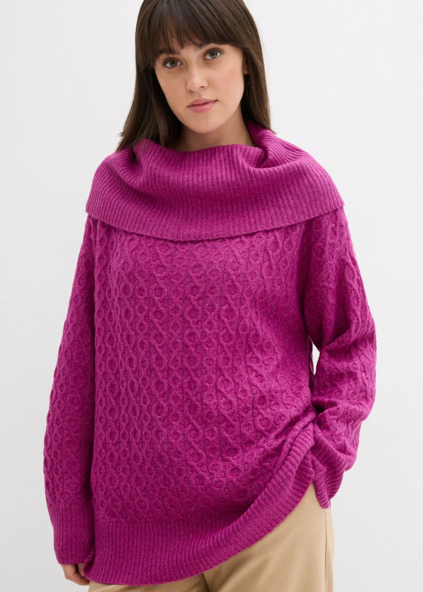 bonprix bonprix Jersey con patrón trenzado Fucsia oscuro Best