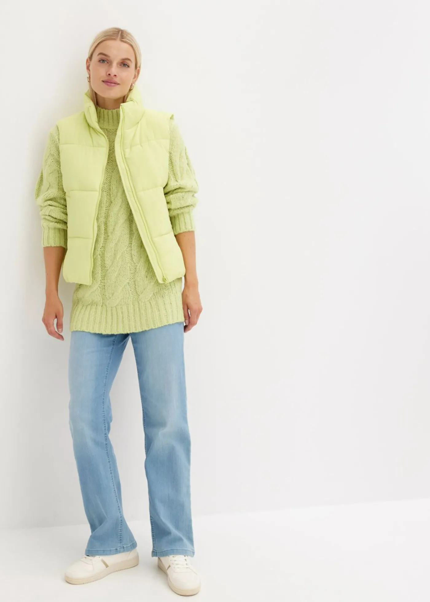 bonprix bonprix Jersey con patrón trenzado Verde menta
