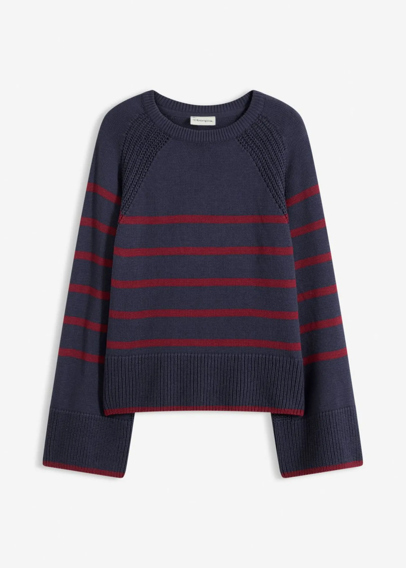 bonprix bonprix Jersey con rayas en contraste Azul marino/rojo rubí de rayas Best