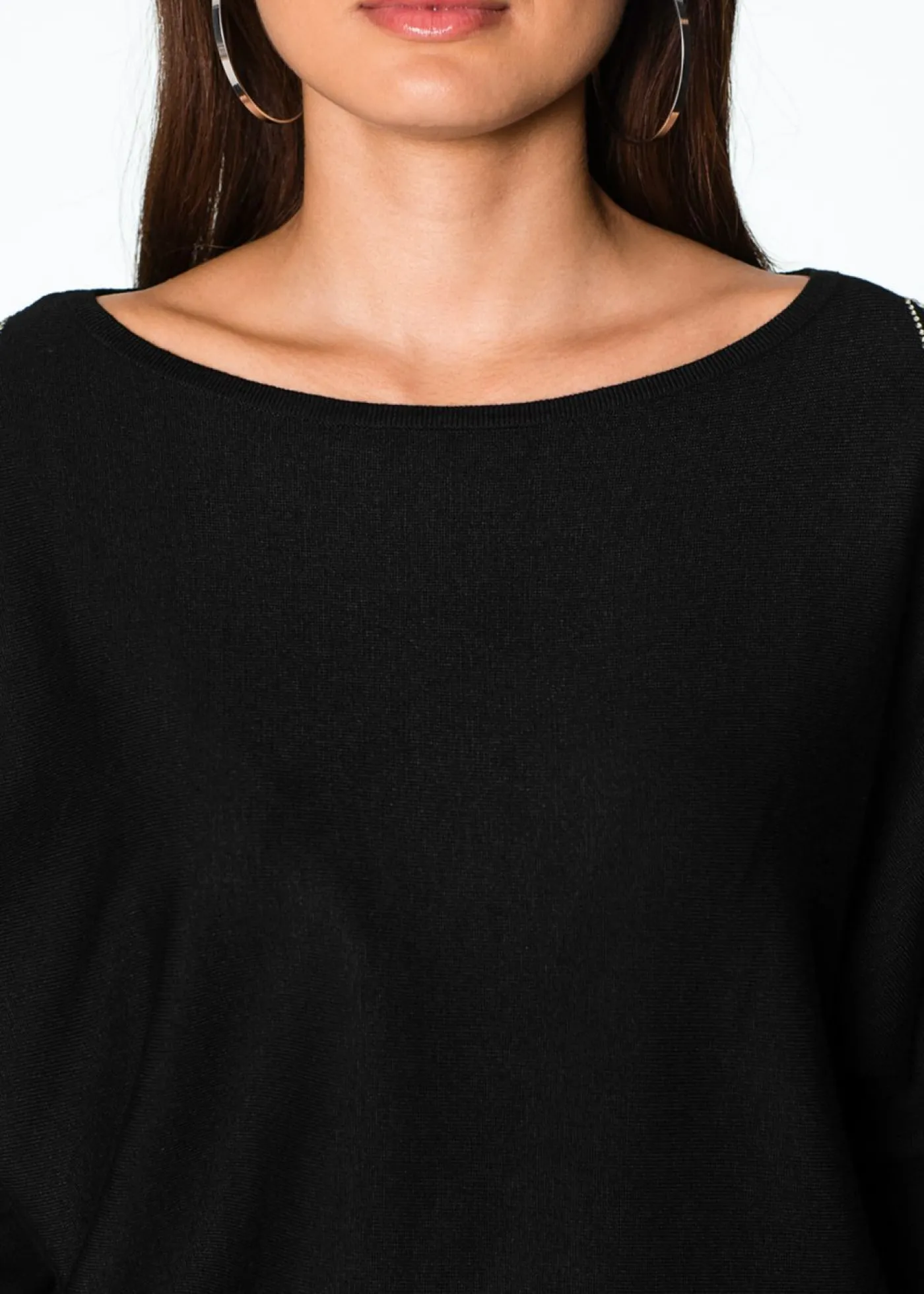 bonprix bonprix Jersey con strass en los hombros Negro