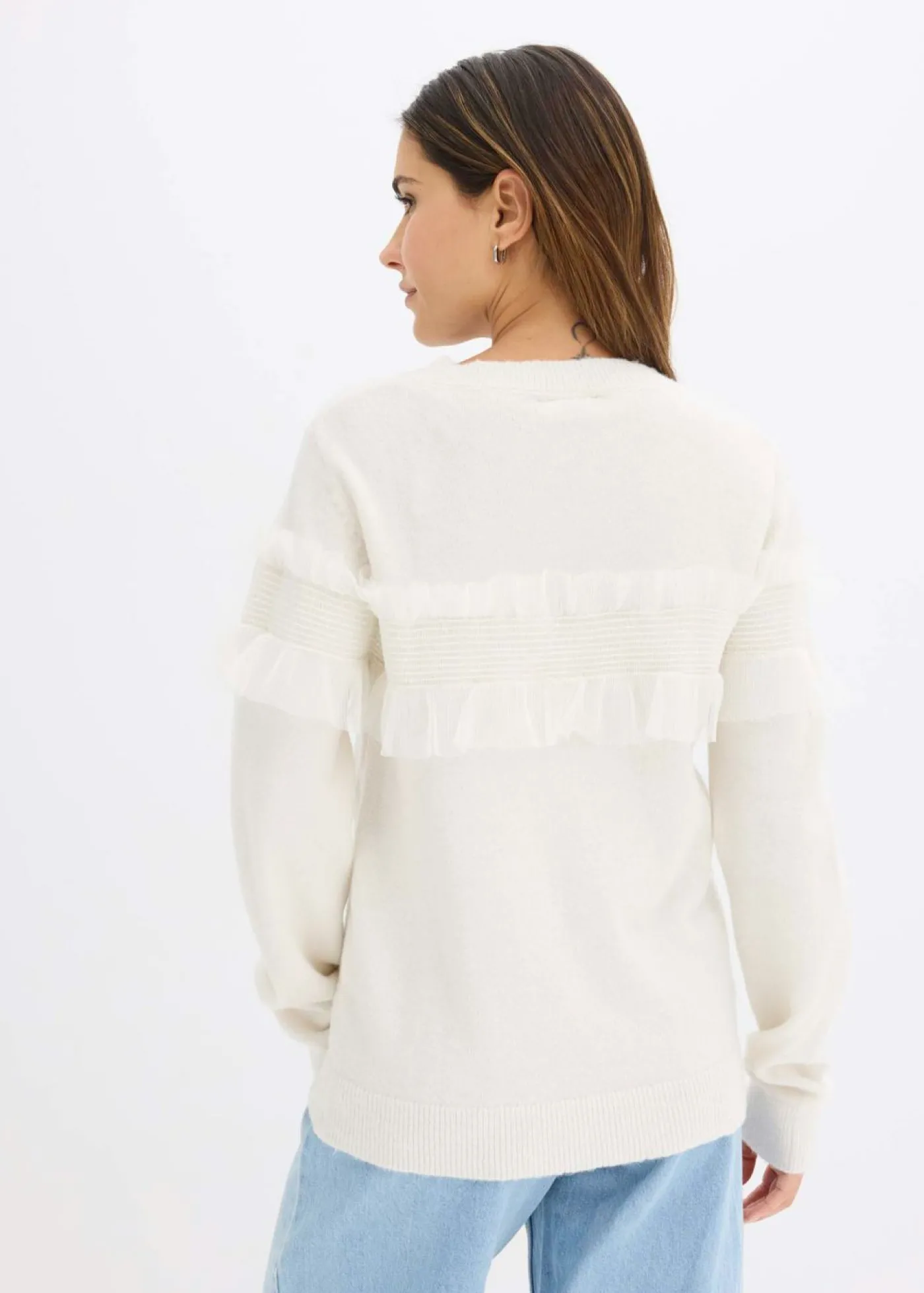 bonprix bonprix Jersey con volantes Blanco lana New
