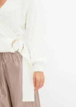 bonprix bonprix Jersey cruzado con accesorio Blanco lana New