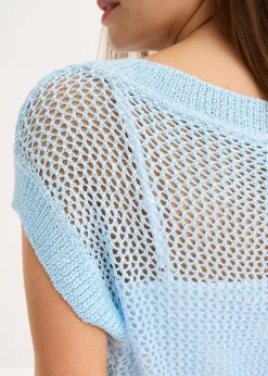 bonprix bonprix Jersey de ajour con hilo brillante azul pálido Sale