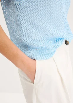 bonprix bonprix Jersey de ajour con hilo brillante azul pálido Sale