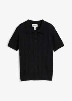 bonprix bonprix Jersey de ajour con mezcla de seda Negro Online