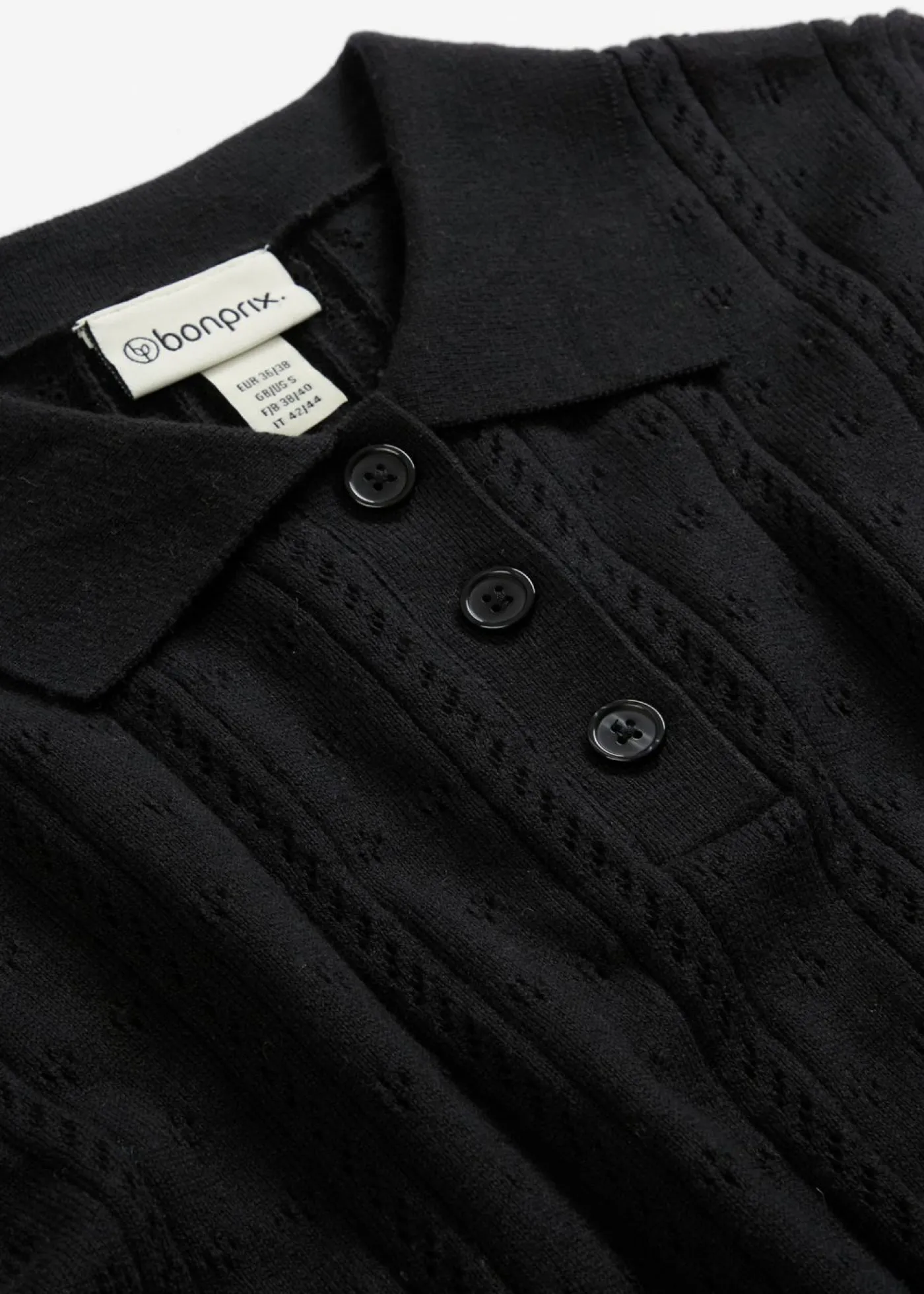 bonprix bonprix Jersey de ajour con mezcla de seda Negro Online