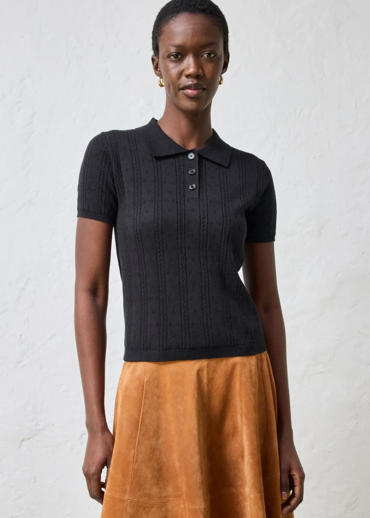 bonprix bonprix Jersey de ajour con mezcla de seda Negro Online