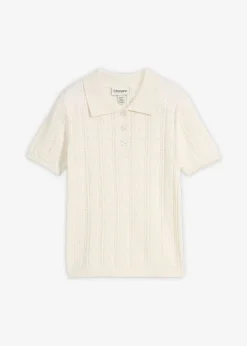 bonprix bonprix Jersey de ajour con mezcla de seda Blanco Outlet
