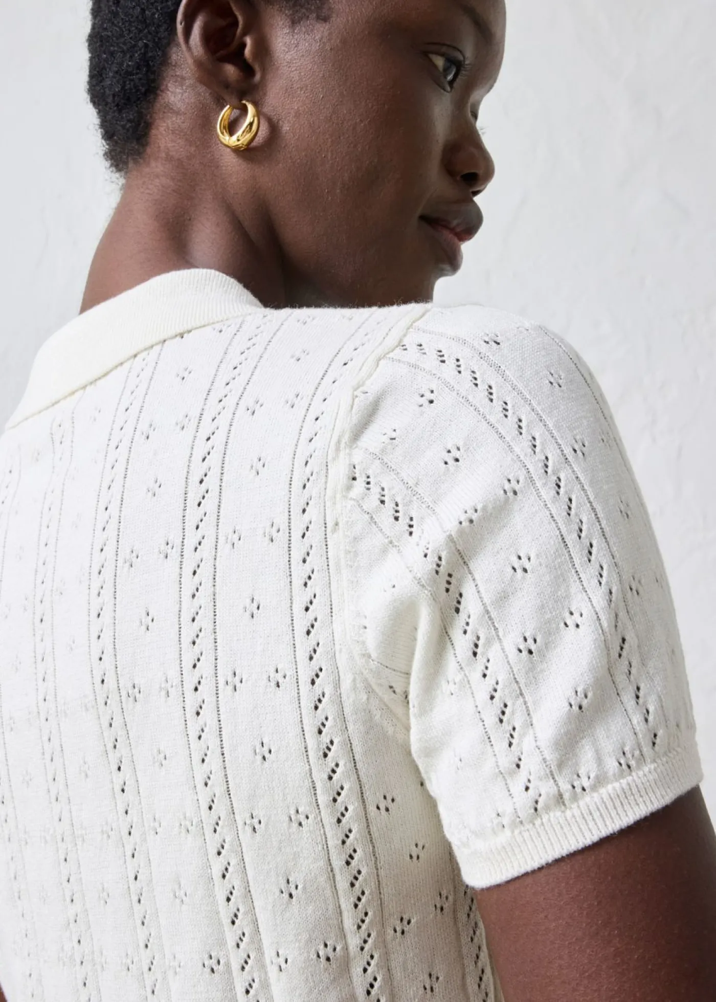 bonprix bonprix Jersey de ajour con mezcla de seda Blanco Outlet