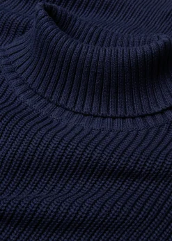 bonprix bonprix Jersey de algodón puro con cuello vuelto Azul marino Discount