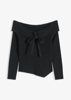 bonprix bonprix Jersey de canalé Negro Online