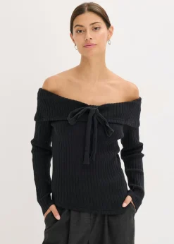 bonprix bonprix Jersey de canalé Negro Online