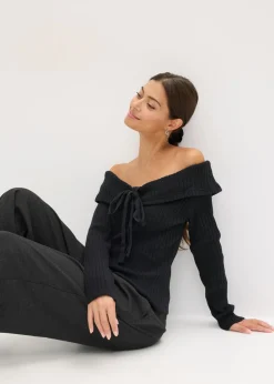 bonprix bonprix Jersey de canalé Negro Online