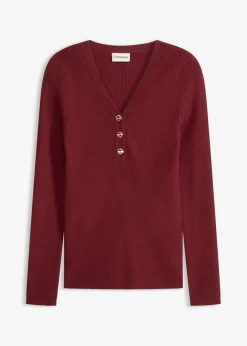 bonprix bonprix Jersey de canalé con viscosa Rojo rubí Discount