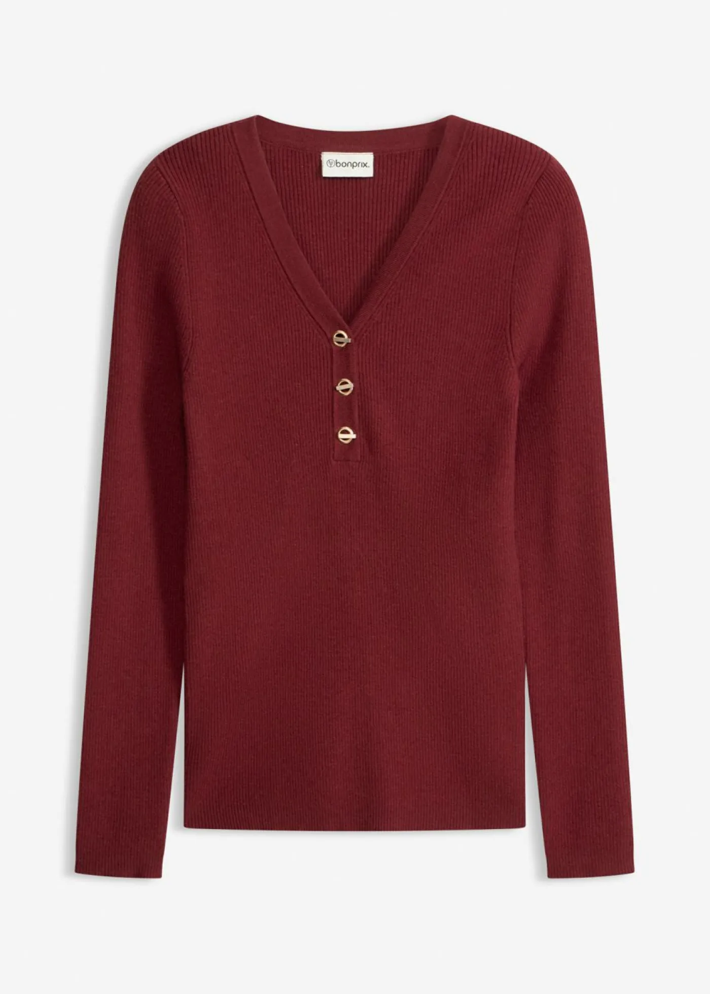 bonprix bonprix Jersey de canalé con viscosa Rojo rubí Discount
