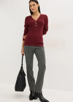 bonprix bonprix Jersey de canalé con viscosa Rojo rubí Discount