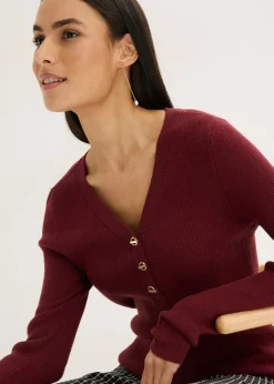 bonprix bonprix Jersey de canalé con viscosa Rojo rubí Discount