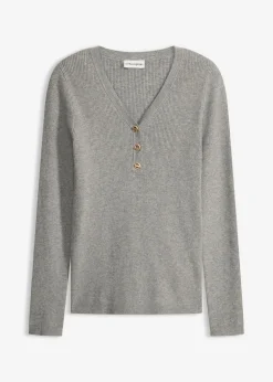 bonprix bonprix Jersey de canalé con viscosa Gris jaspeado Clearance