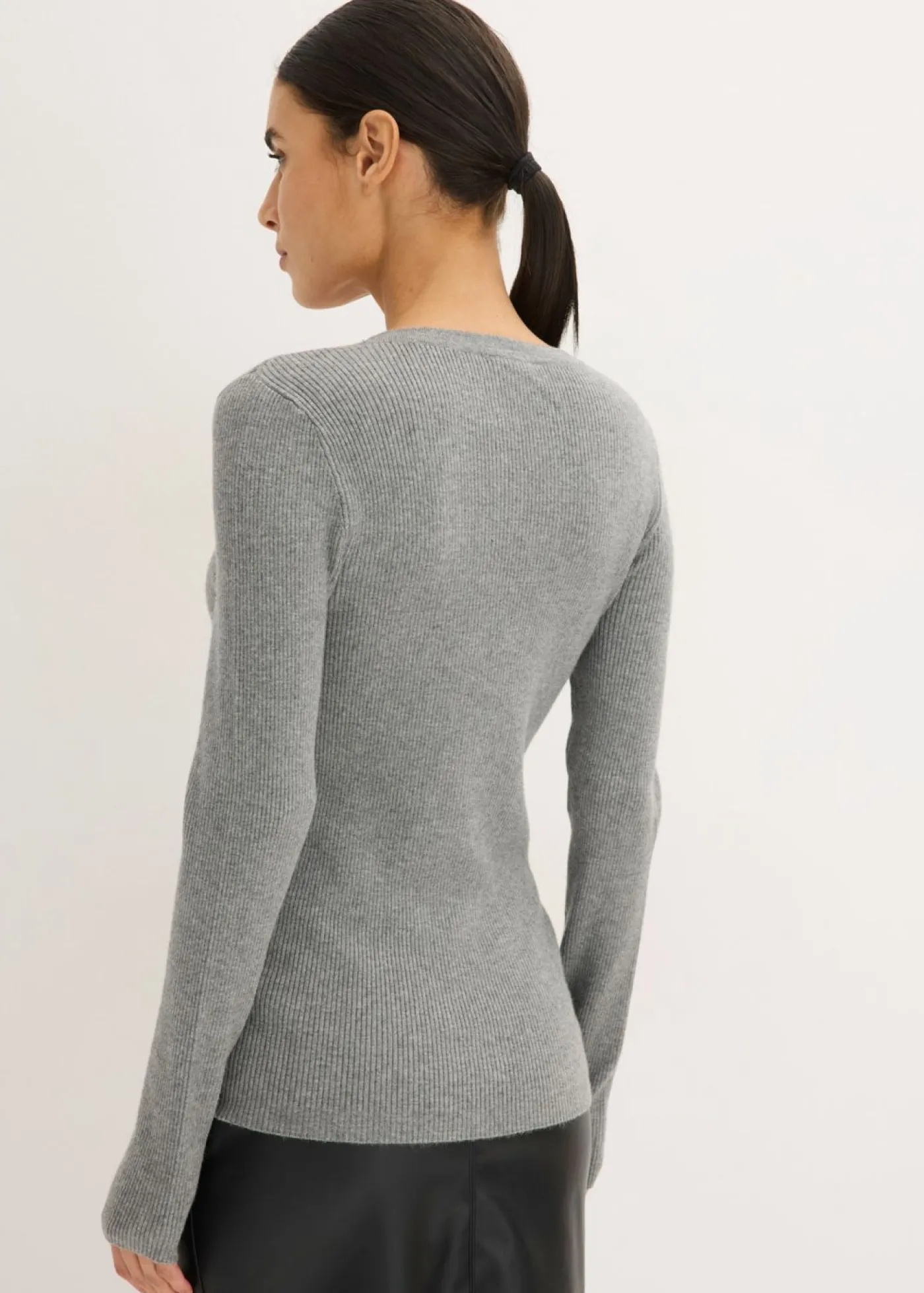 bonprix bonprix Jersey de canalé con viscosa Gris jaspeado Clearance