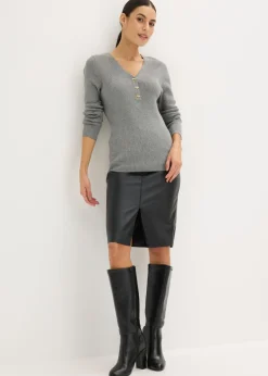 bonprix bonprix Jersey de canalé con viscosa Gris jaspeado Clearance