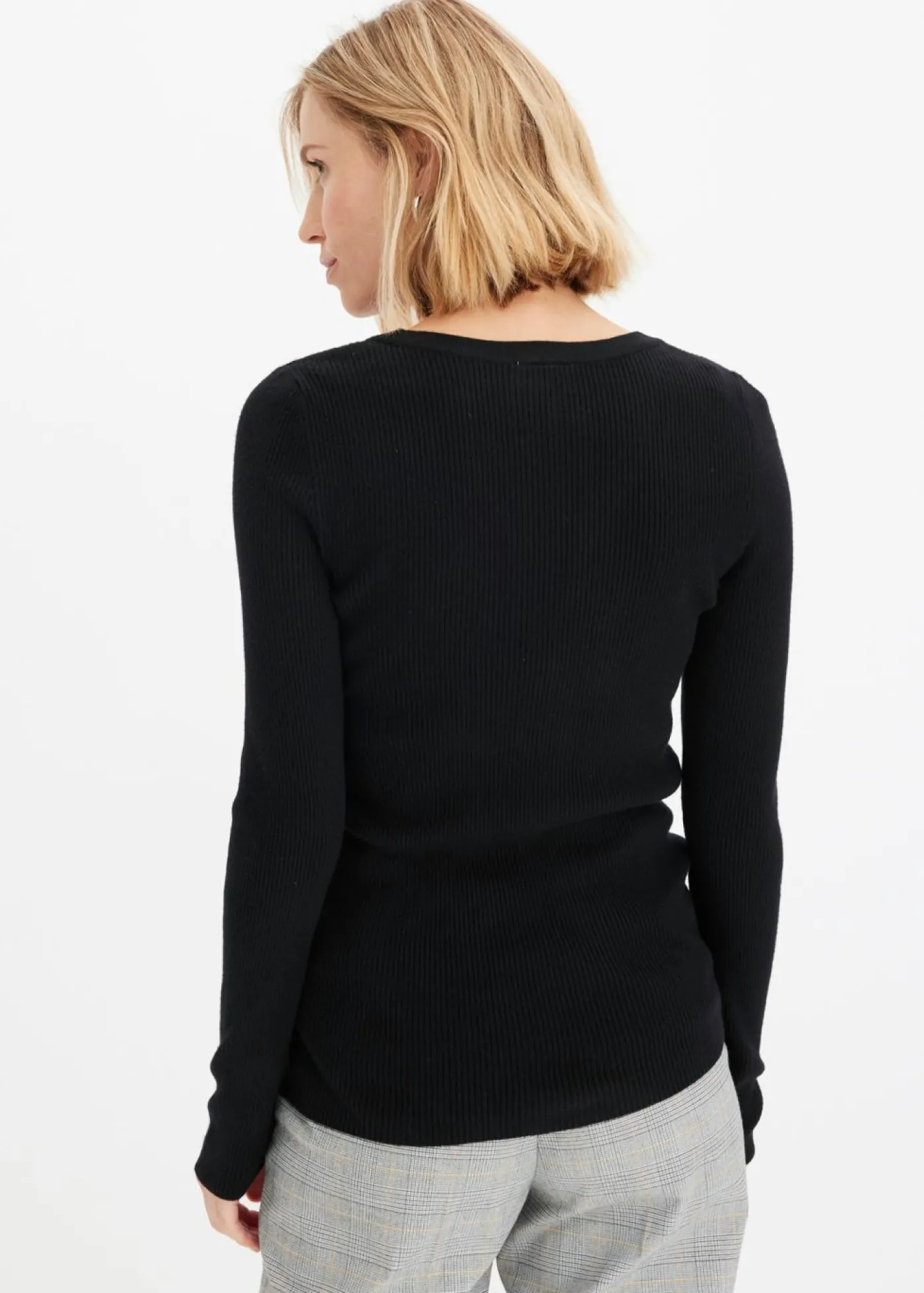 bonprix bonprix Jersey de canalé con viscosa Negro