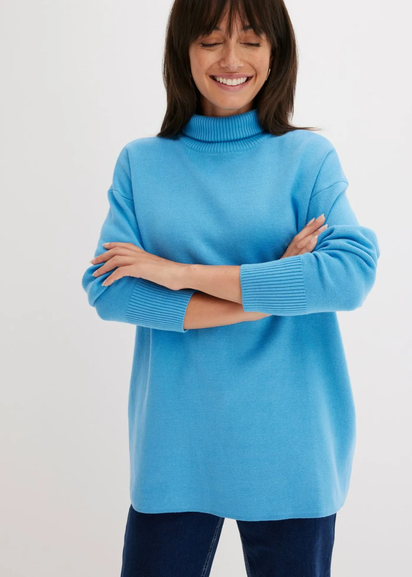 bonprix bonprix Jersey de canalé de algodón puro azul brillante Online