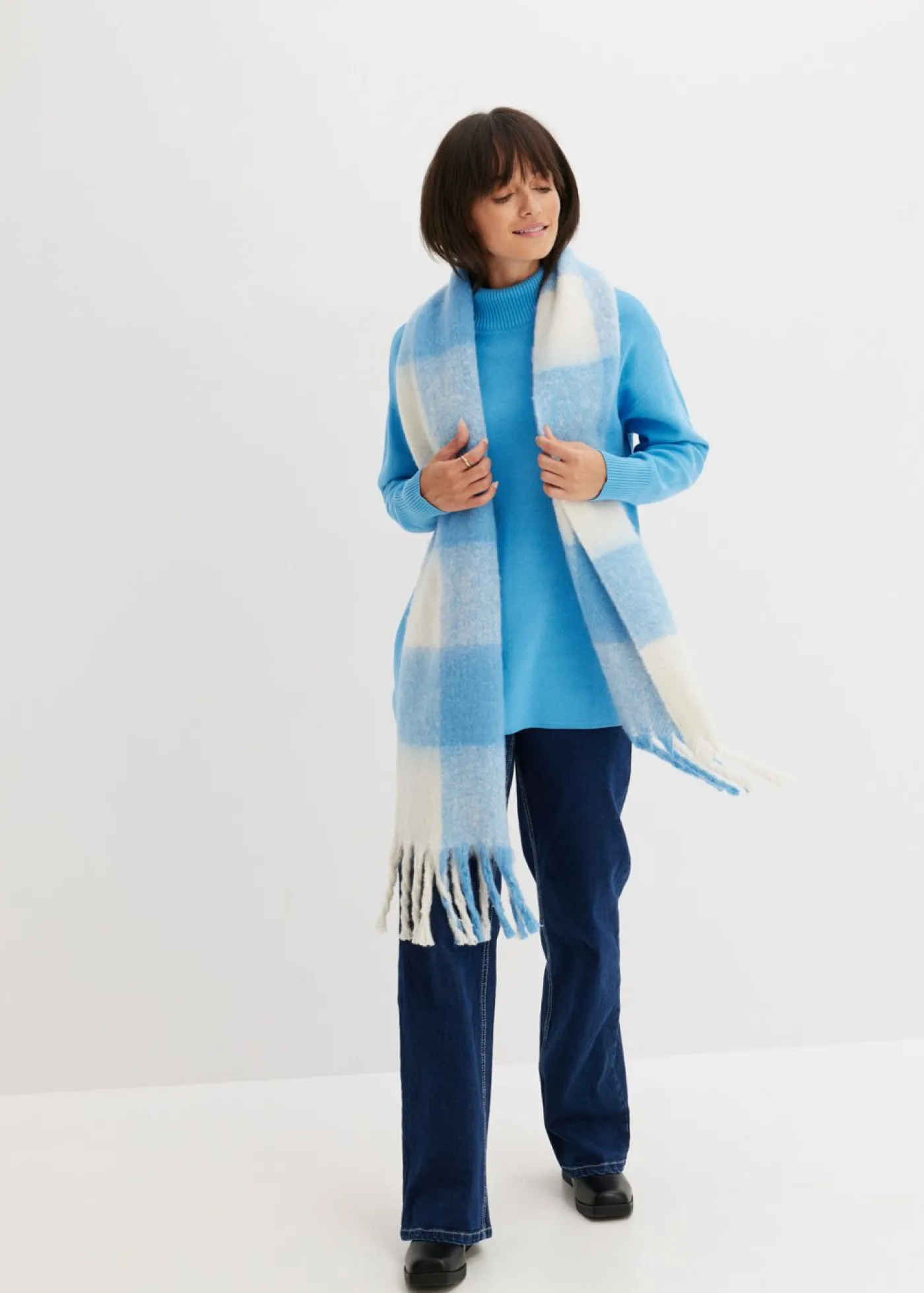 bonprix bonprix Jersey de canalé de algodón puro azul brillante Online