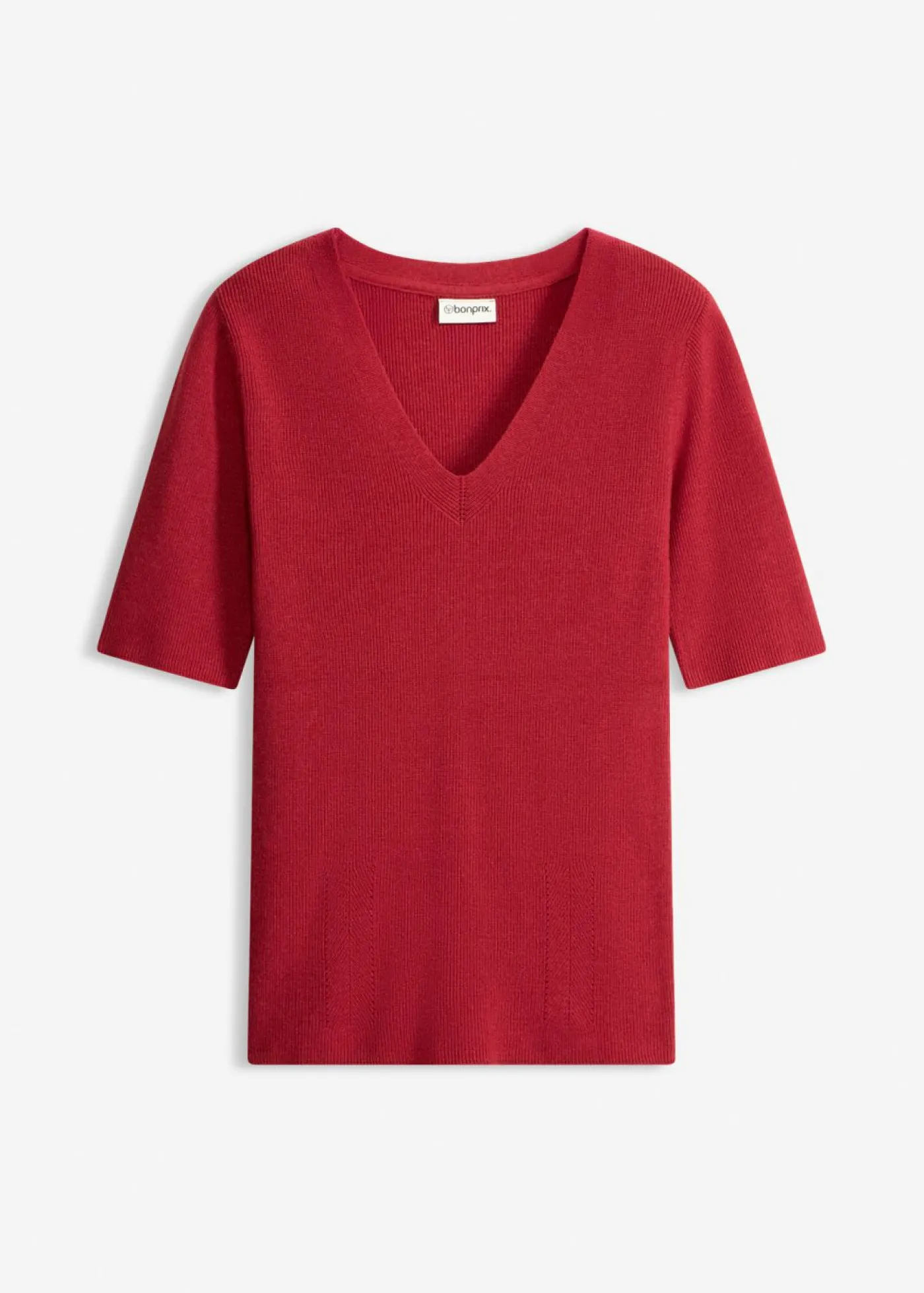 bonprix bonprix Jersey de canalé de manga corta con viscosa Cereza Hot