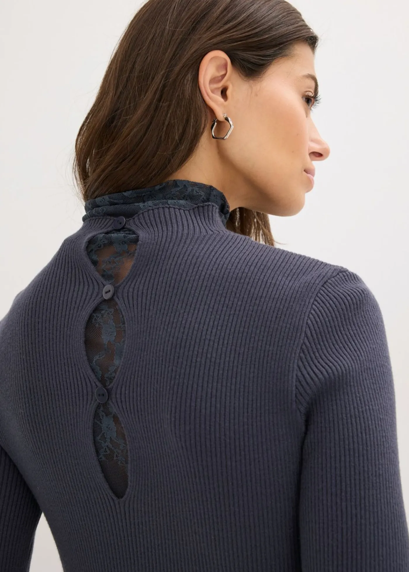 bonprix bonprix Jersey de canalé de mezcla de viscosa fluida Azul oscuro