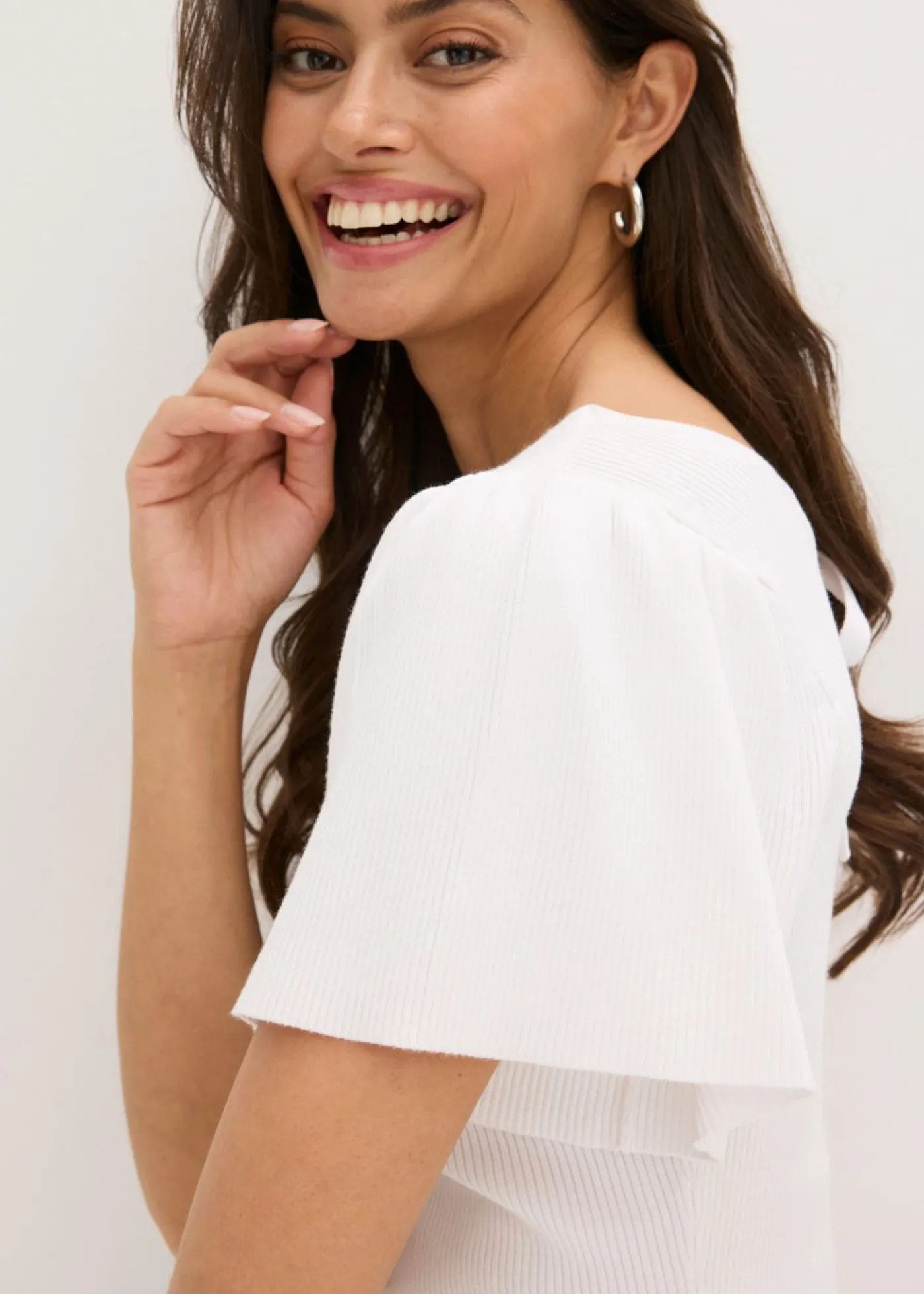 bonprix bonprix Jersey de canalé de mezcla de viscosa Blanco Clearance