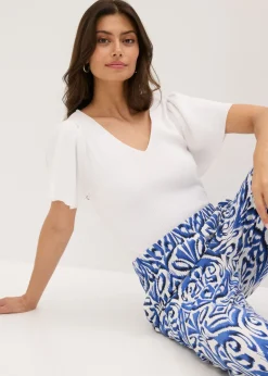 bonprix bonprix Jersey de canalé de mezcla de viscosa Blanco Clearance