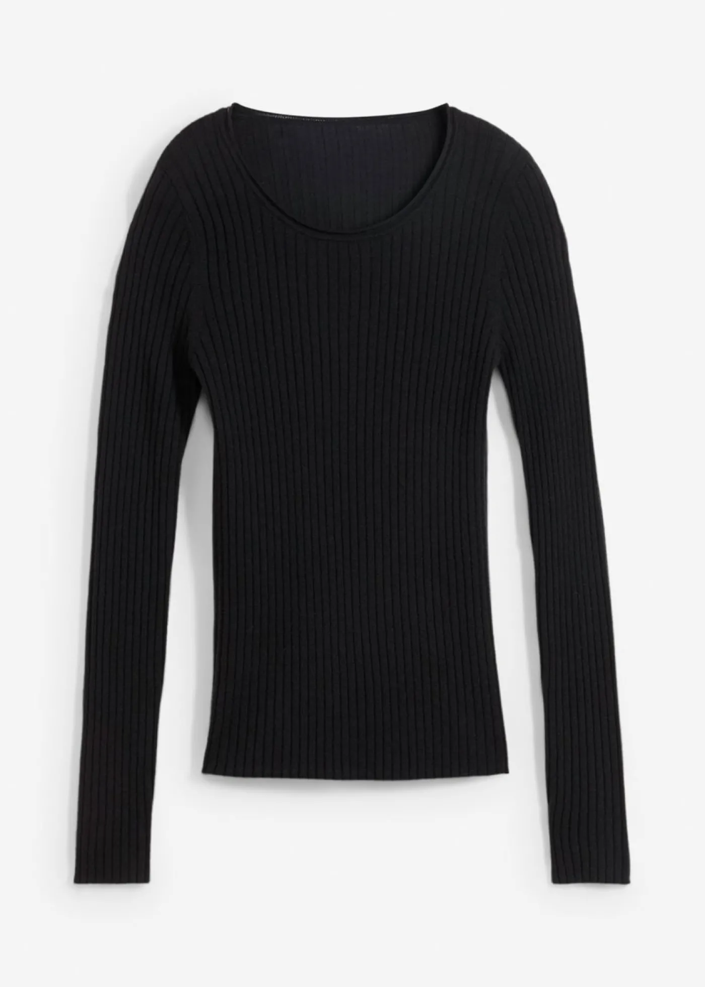 bonprix bonprix Jersey de canalé en lana merina Negro Outlet
