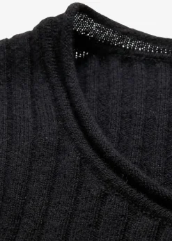 bonprix bonprix Jersey de canalé en lana merina Negro Outlet