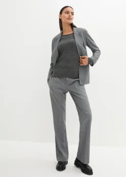 bonprix bonprix Jersey de canalé en lana merina gris moteado New