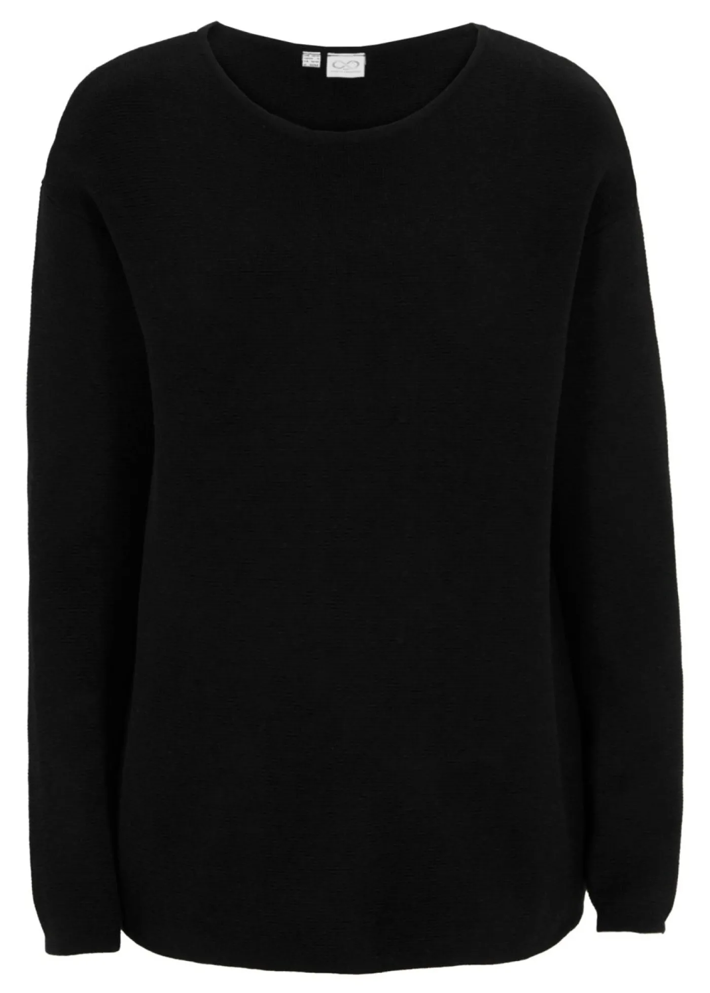 bonprix bonprix Jersey de canalé Milano con cuello redondo Negro Discount