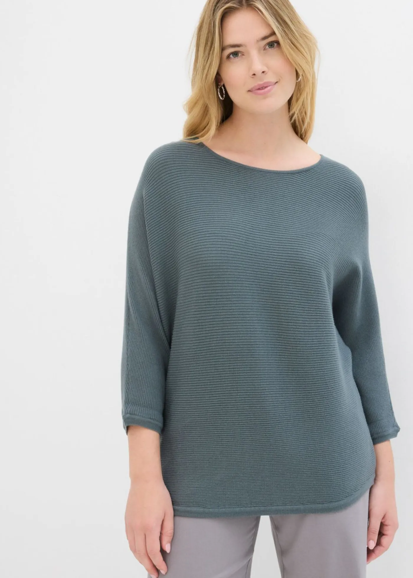 bonprix bonprix Jersey de canalé oversize de mezcla de viscosa Verde eucalipto Best
