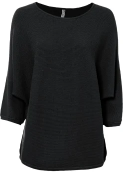 bonprix bonprix Jersey de canalé oversize de mezcla de viscosa Negro Hot