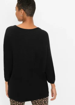 bonprix bonprix Jersey de canalé oversize de mezcla de viscosa Negro Hot