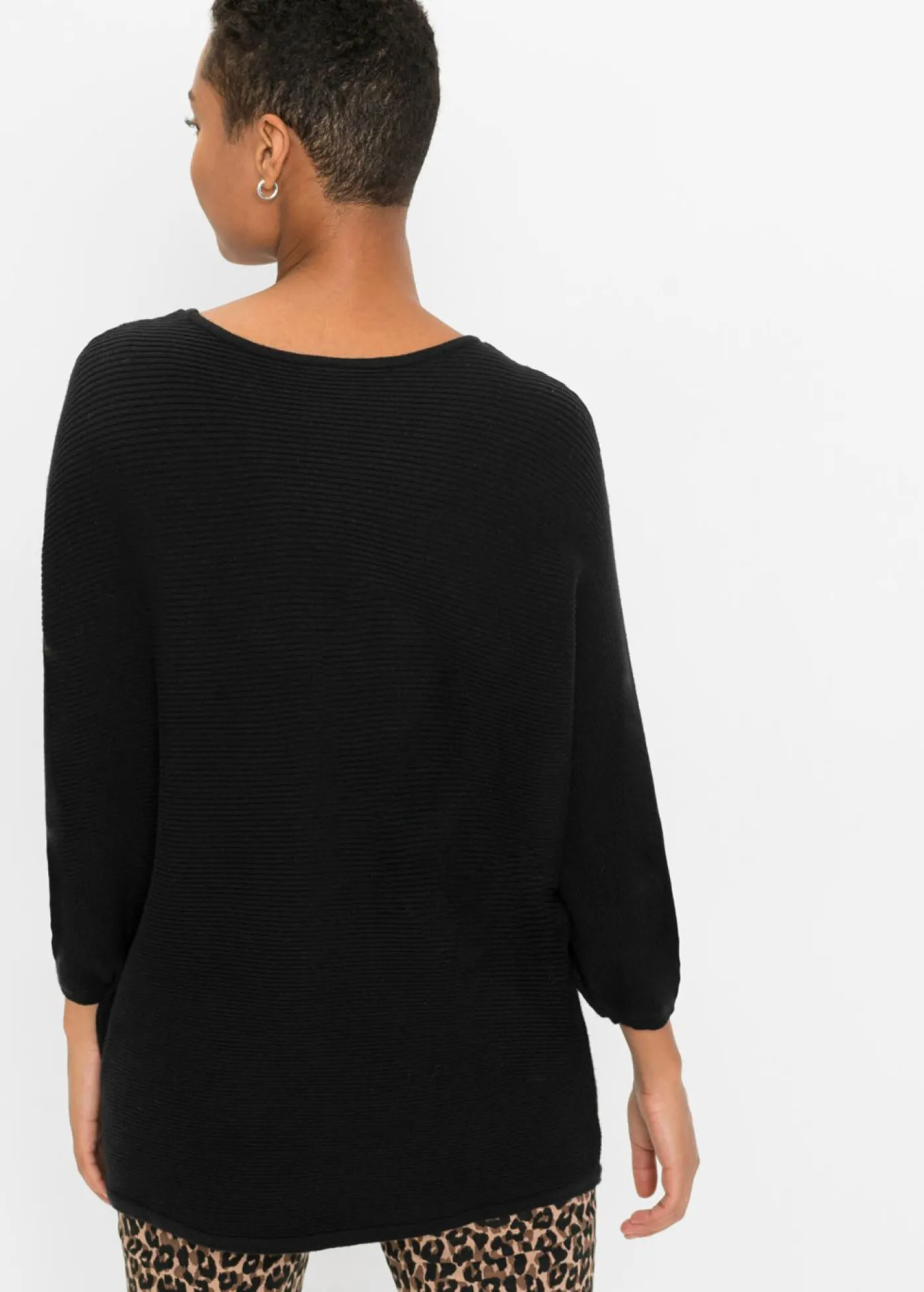 bonprix bonprix Jersey de canalé oversize de mezcla de viscosa Negro Hot
