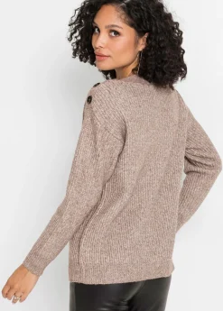 bonprix bonprix Jersey de corte holgado con botones Marrón jaspeado New