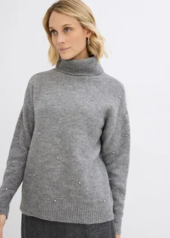 bonprix bonprix Jersey de cuello alto Gris jaspeado Discount