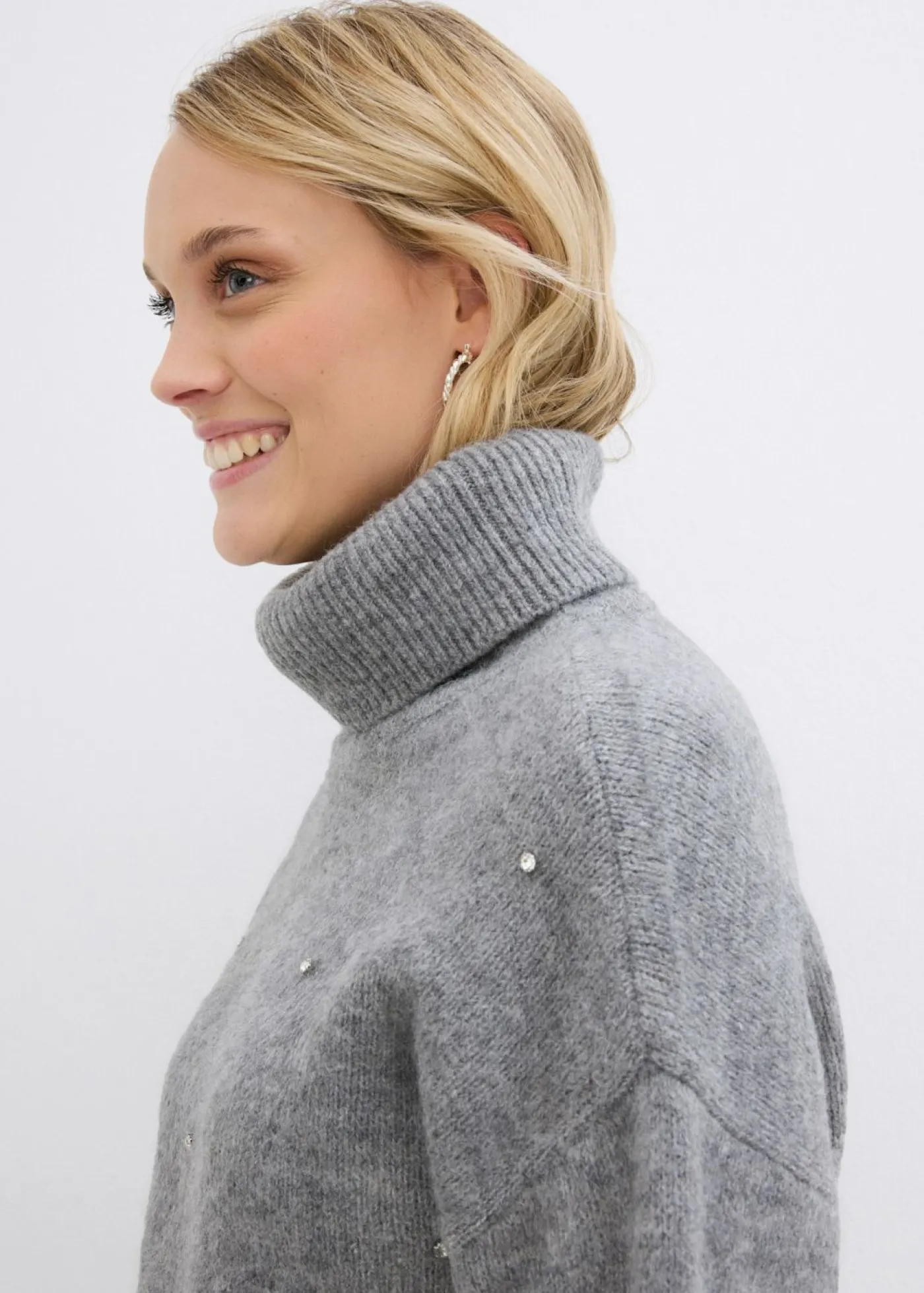 bonprix bonprix Jersey de cuello alto Gris jaspeado Discount