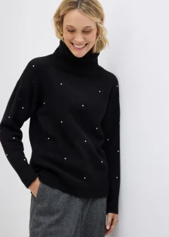 bonprix bonprix Jersey de cuello alto Negro