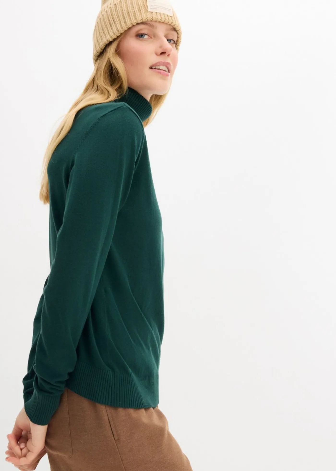 bonprix bonprix Jersey de cuello alto Verde intenso Clearance